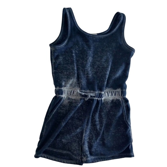 Kid Thread 4 Thought Recycled Polyester Organic Cotton Soft Navy Romper Sz 7 - Picture 1 of 6